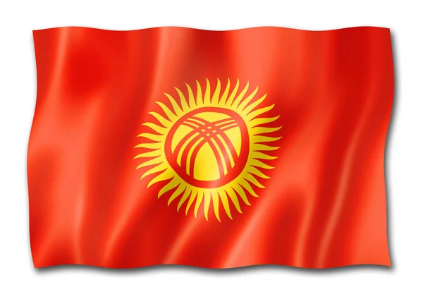 Bandiera Kirghizistan Resa Tridimensionale Isolata Bianco — Foto Stock