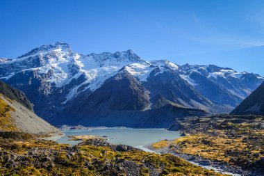 Buzul Gölü, fahişe Vadisi parça, Mount Cook, Yeni Zelanda