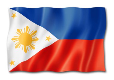 Filipinler bayrağı, üzerinde beyaz izole üç boyutlu render