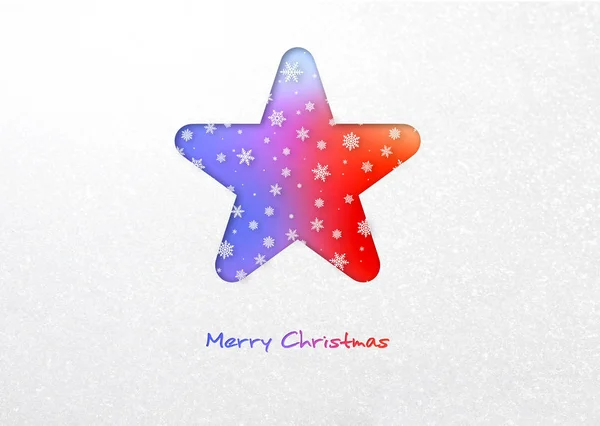 Merry Christmas Rainbow Star Card Snow Background — Stock Photo, Image