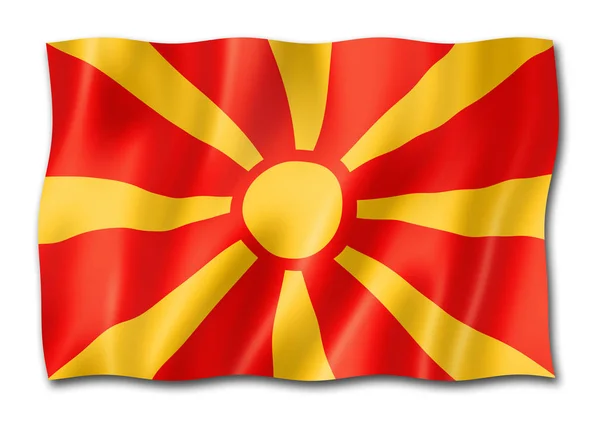 Mazedonien Flagge Dreidimensionale Darstellung Isoliert Auf Weiß — Stockfoto