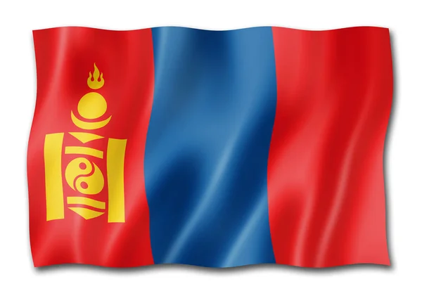Флаг Монголии Трехмерное Изображение Изолированное Белом — стоковое фото