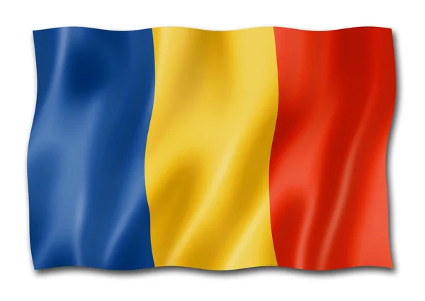 Romania Bandiera Resa Tridimensionale Isolato Bianco — Foto Stock