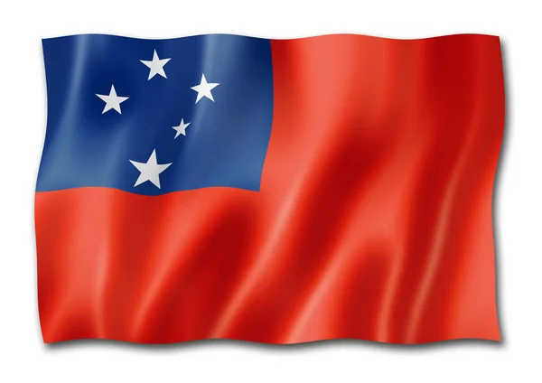 Flaga Samoa Trzy Wymiarowe Render Białym Tle — Zdjęcie stockowe