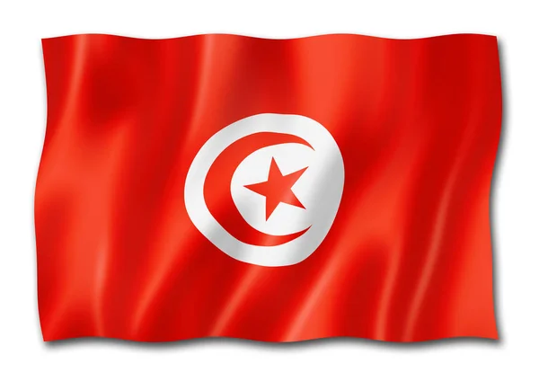 Τυνησία Σημαία Τριών Διαστάσεων Καθιστούν Απομονώνονται Λευκό — Φωτογραφία Αρχείου
