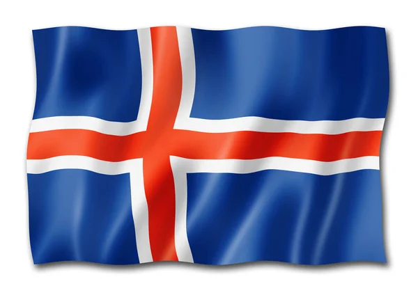 Bandera Islandia Representación Tridimensional Aislada Blanco — Foto de Stock