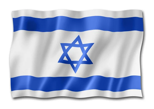 Israel Flag Tredimensionel Gengivelse Isoleret Hvid - Stock-foto