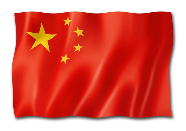 China Fahne Dreidimensionales Rendering Isoliert Auf Weiß — Stockfoto
