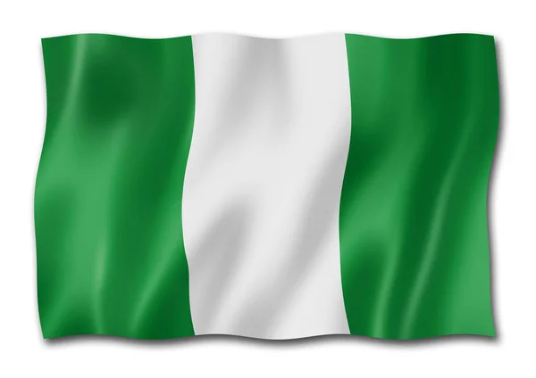 Nigeria Flagge Dreidimensionales Rendering Isoliert Auf Weiß — Stockfoto