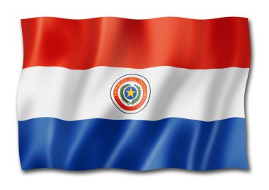 Paraguay bayrak, üç boyutlu render, üzerinde beyaz izole