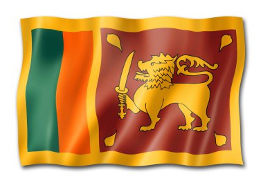 Sri Lanka bayrak, üç boyutlu render, üzerinde beyaz izole