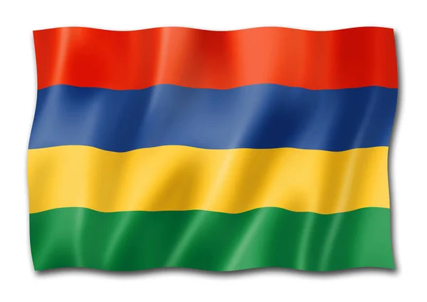 Mauritius Bayrak Boyutlu Render Üzerinde Beyaz Izole — Stok fotoğraf
