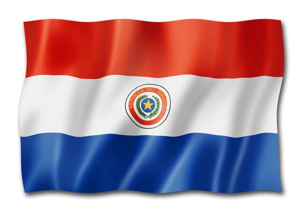 Paraguayn Lippu Kolmiulotteinen Renderointi Eristetty Valkoisella — kuvapankkivalokuva