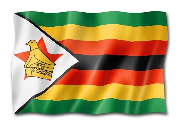 Vlag Van Zimbabwe Drie Dimensionale Render Geïsoleerd Wit — Stockfoto