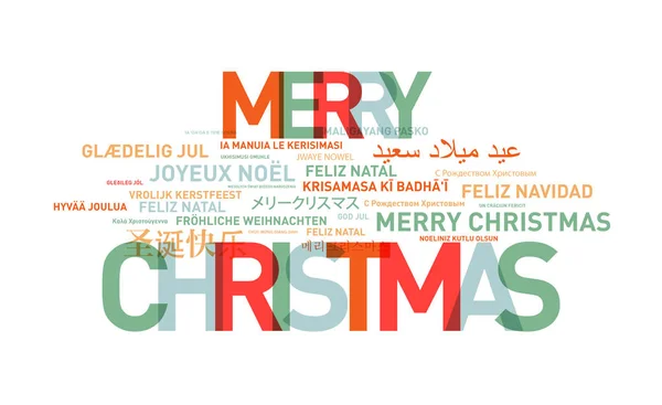世界からのメリー クリスマス テキスト カードです 異なる言語のお祝い — ストック写真