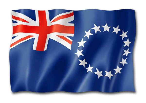 Σημαία Των Νήσων Κουκ Τριών Διαστάσεων Καθιστούν Απομονώνονται Λευκό — Φωτογραφία Αρχείου