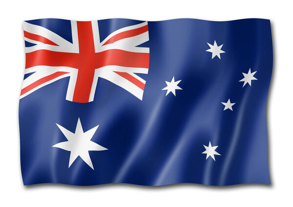 Australia flag, three dimensional render, isolated on white