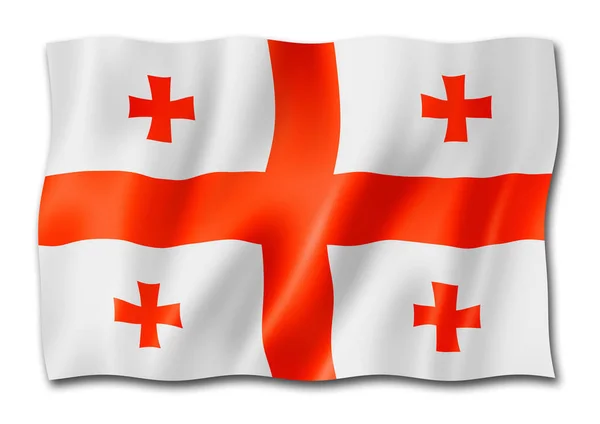 Bandeira Geórgia Renderização Tridimensional Isolada Branco — Fotografia de Stock