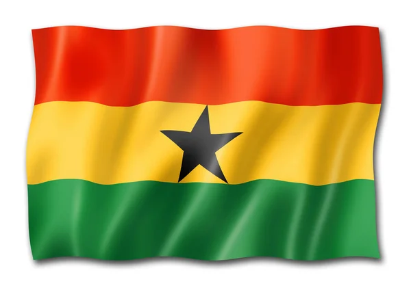 Ghana Flag Three Dimensional Render Isolated White — Stock Photo, Image