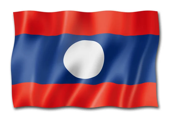 Bandeira Laos Renderização Tridimensional Isolada Branco — Fotografia de Stock