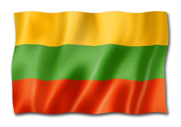 Litvanya Bayrak Boyutlu Render Üzerinde Beyaz Izole — Stok fotoğraf