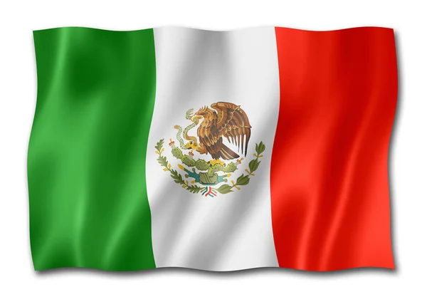 Σημαία Μεξικό Τριών Διαστάσεων Καθιστούν Απομονώνονται Λευκό — Φωτογραφία Αρχείου