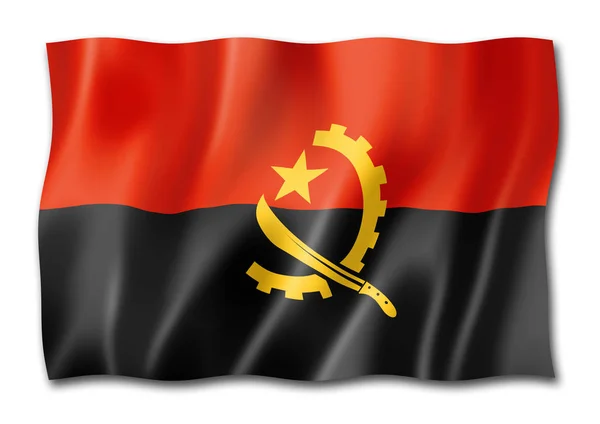 安哥拉国旗 三维度渲染 查出的白色 — 图库照片
