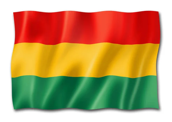 Bolivien Flagge Dreidimensionale Darstellung Isoliert Auf Weiß — Stockfoto