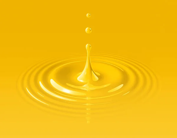 Žlutá Barva Drop Šplouchání Tvorby Vln Obrázek — Stock fotografie
