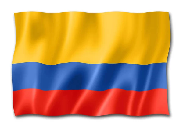 Kolumbianische Fahne Dreidimensionale Darstellung Isoliert Auf Weiß — Stockfoto