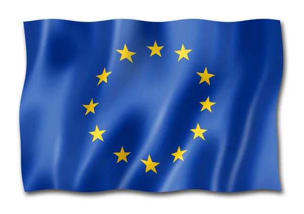 欧盟国旗 三维度渲染 查出的白色 — 图库照片