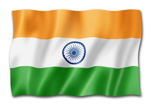 Indien Flagge Dreidimensionale Darstellung Isoliert Auf Weiß — Stockfoto