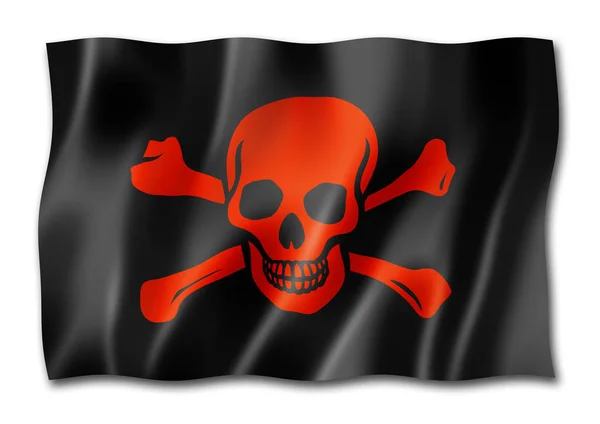 Пиратский Флаг Веселый Роджер Трехмерное Изображение Изолированное Белом — стоковое фото