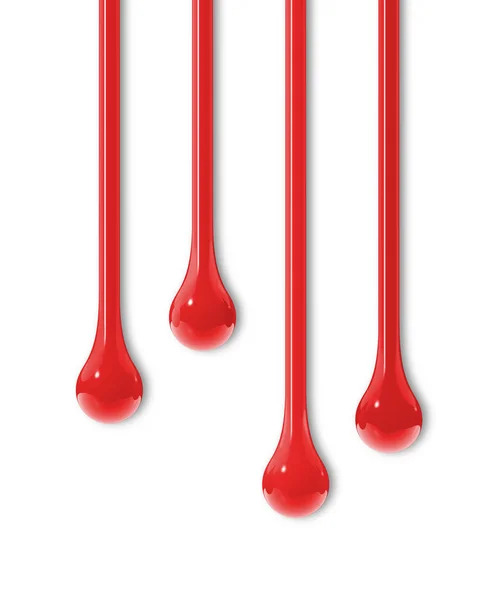 Rode Inkt Druppels Geïsoleerd Wit Met Schaduwen — Stockfoto