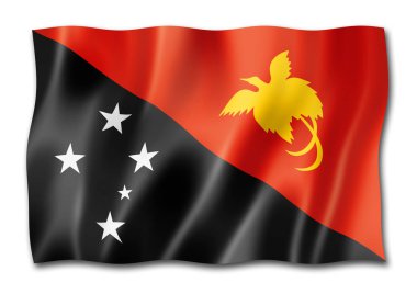 Papua Yeni Gine bayrak, üç boyutlu render, üzerinde beyaz izole