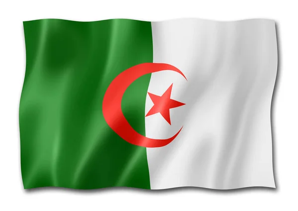 Прапор Алжиру Три Мірних Візуалізації Ізольовані Білому — стокове фото