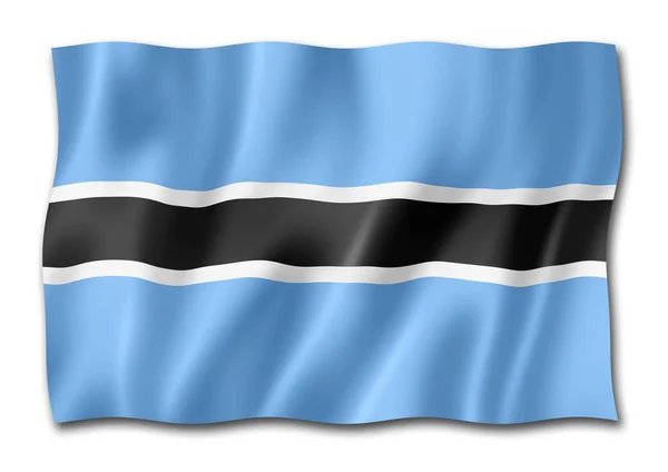 Bandiera Botswana Resa Tridimensionale Isolata Bianco — Foto Stock