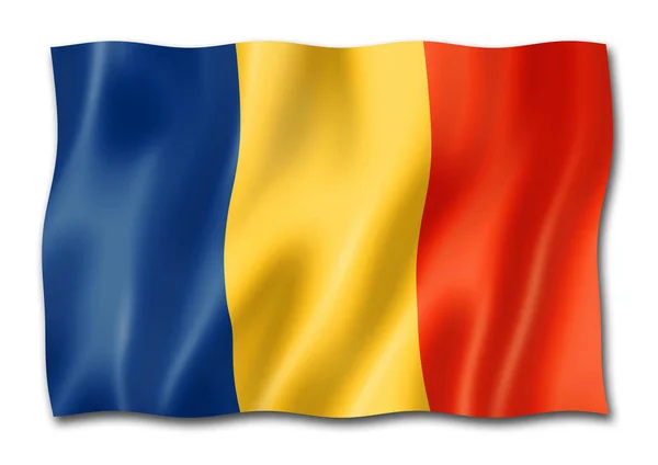 Chad Flag Dreidimensionale Darstellung Isoliert Auf Weiß — Stockfoto