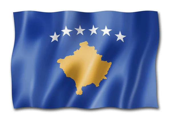 Bandeira Kosovo Renderização Tridimensional Isolada Branco — Fotografia de Stock