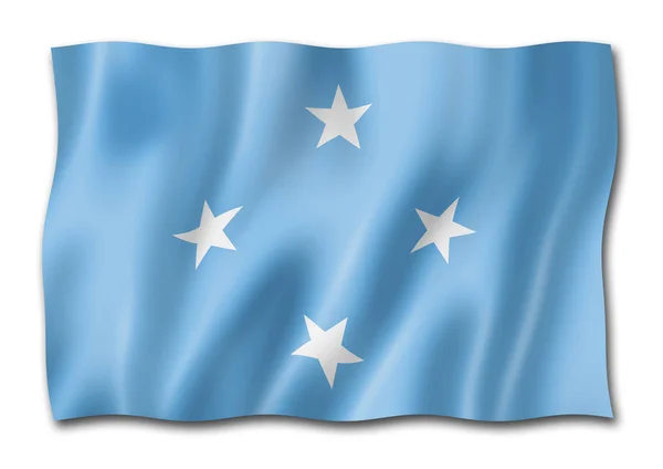 Mikronesien Flagge Dreidimensionale Darstellung Isoliert Auf Weiß — Stockfoto