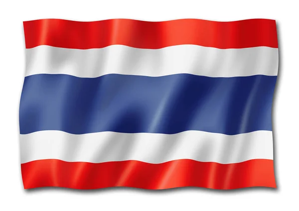 Tayland Bayrağı Üzerinde Beyaz Izole Boyutlu Render — Stok fotoğraf