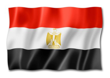 Mısır bayrak, üç boyutlu render, üzerinde beyaz izole