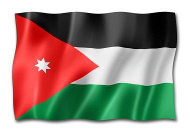Jordan bayrak, üç boyutlu render, üzerinde beyaz izole