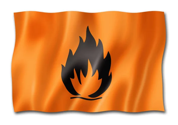 Flammable Icon Flag Three Dimensional Render Isolated White — Stock Photo, Image