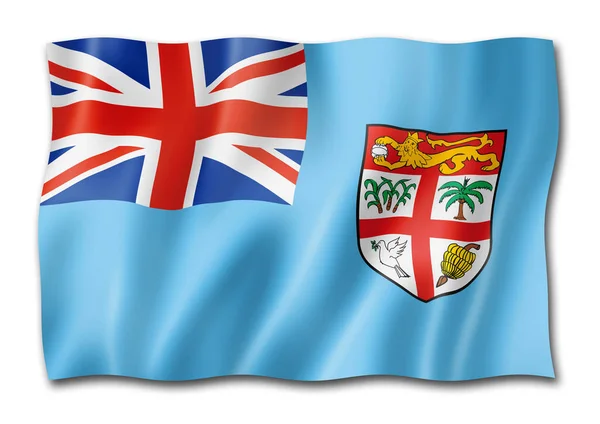 Fidzsi Szigetek Zászló Három Dimenziós Render Elszigetelt Fehér — Stock Fotó
