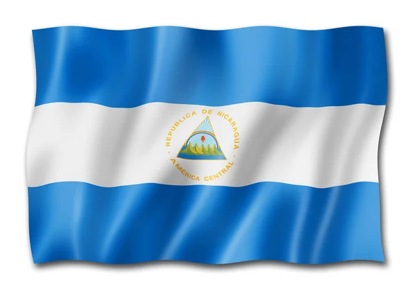 Nicaragua Fahne Dreidimensionales Rendering Isoliert Auf Weiß — Stockfoto