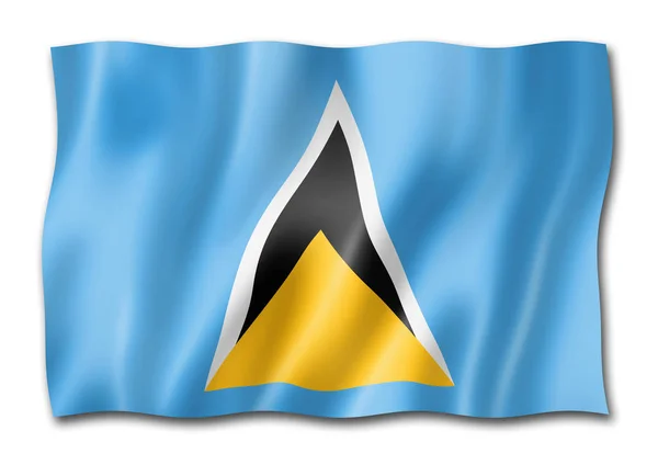 Flaga Saint Lucia Trzy Wymiarowe Render Białym Tle — Zdjęcie stockowe