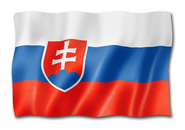 Slovakien Flagga Tre Dimensionell Render Isolerad Vit — Stockfoto