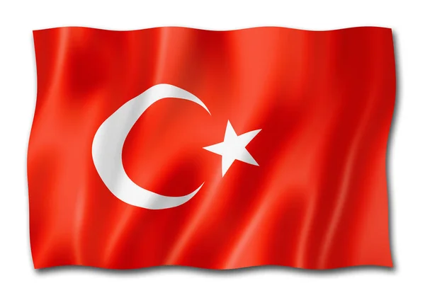 Törökország Zászló Három Dimenziós Render Elszigetelt Fehér — Stock Fotó