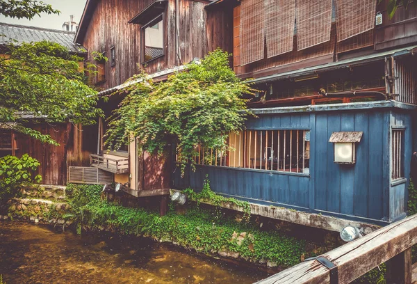 Casas Tradicionales Japonesas Río Shirakawa Distrito Gion Kioto Japón —  Fotos de Stock